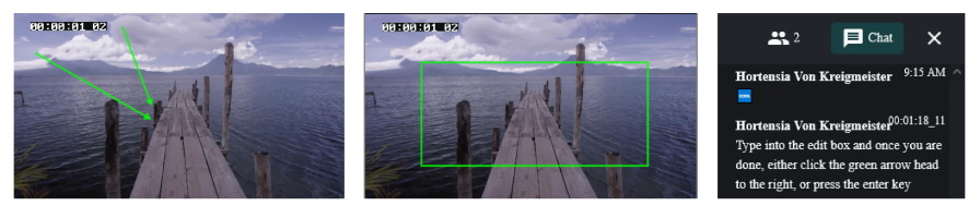 Drawings and Chat comments are timed to video, via time code or absolute frame count