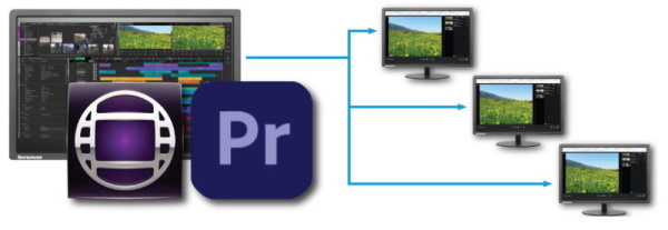 A diagram showing the review process from a live edit session from Adobe Premiere or Avid MediaComposer