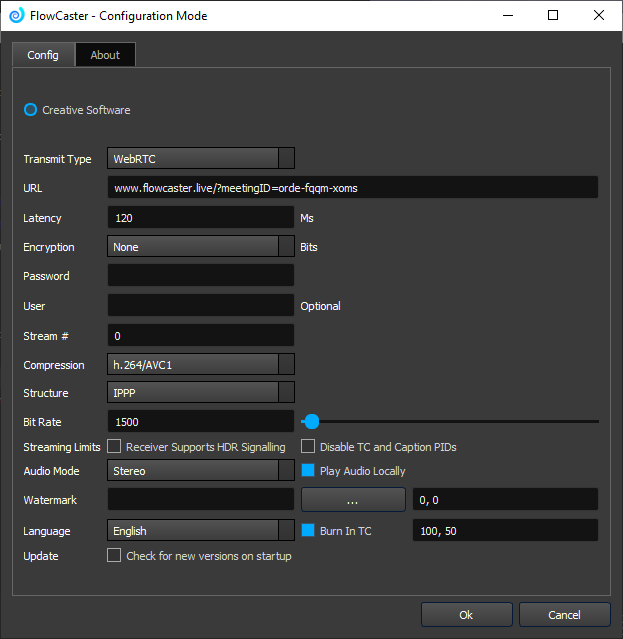 Configuration dialog