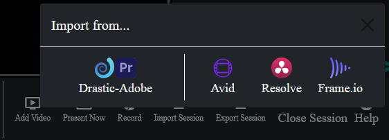 Choose the type of session file to import